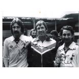 Football Ricky Ardiles, Ossie Ardiles and Keith Burkinshaw 16x12 inch signed black and white