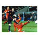 Andres Iniesta Spain Signed 16 x 12 inch football photo. Good Condition. All autographs are