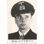 WW2 Top Uboat commander Otto Kretschmer U23 signed 6 x 4 inch b/w portrait photo. Otto Kretschmer