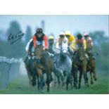 Lester Piggott Signed 16 x 12 inch horse racing photo. Good Condition. All autographs are genuine