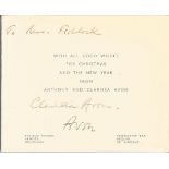Anthony Eden & Clarrisa signed Christmas Card signed Clarrisa Avon & Avon individually. Nice country
