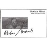 WW2 Rochus Misch signed 6 x 4 inch page with printed photo and title. He served in the