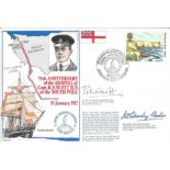 Sir Peter Scott DSC, Admiral Maslow signed scarce Navy official cover comm. 75th ann of Captain