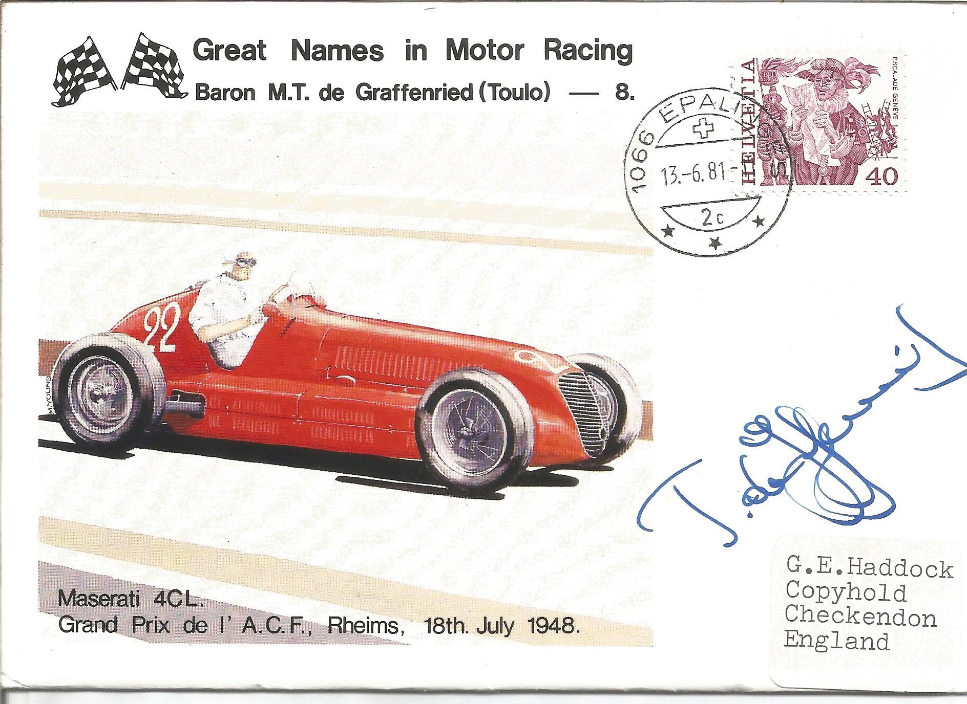 Rare Motor Racing Baron Toulo de Graffenried signed 1981 Great Names in Motor Racing cover showing