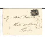 1841 four margin Penny Black on cover with Maltese Cross and circular postmark, Wax seal to