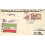 Charles Lindbergh signed 1939 US Airmail cover flown from Tampico Mexico to Brownsville USA, Tampico