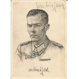 WW2 Harald von Hirschfeld signed vintage German postcard. He was a general in the Wehrmacht of