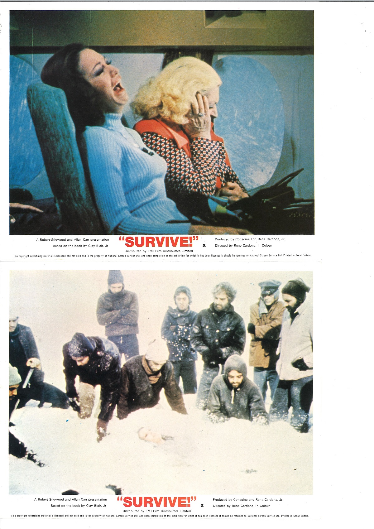 Survive set of eight colour lobby cards from the 1976 Mexican thriller starring Sebastian Legarde - Image 4 of 4