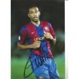 Thierry Henry Signed Barcelona 8x12 Photo. Good Condition. All autographs are genuine hand signed