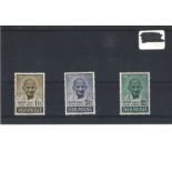 Indian stamp collection. 3 stamps Gandhi. Mint condition. 1 1/2 brown, 3 1/2 violet ad 12 green.