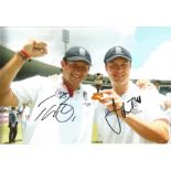 Jonathan Trott and Tim Bresnan Signed 12x8 inch cricket colour photo. Good Condition. All autographs