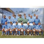 Manchester City Football Autographed 12 X 8 Photo, A Superb Image Depicting Players Posing For