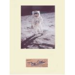 Apollo11 Buzz Aldrin. Signature mounted with iconic visor shot of Aldrin on the moon. Professionally