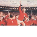 England World Cup 1966. 7x5 picture signed by 8 of the team Peters, Hurst, Banks, Ball, Cohen,