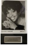 Gladys Knight signed 10 x 8 inch b/w photo. Nicely framed in black with silver name plaque to an