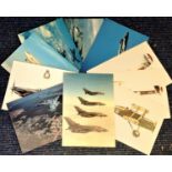 Aviation postcard collection includes 10 squadron print cards such as De Haviland Vampire F1,