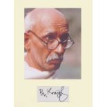 Sir Ben Kingsley - Gandhi. Signature mounted with picture in character. Professionally mounted to 16