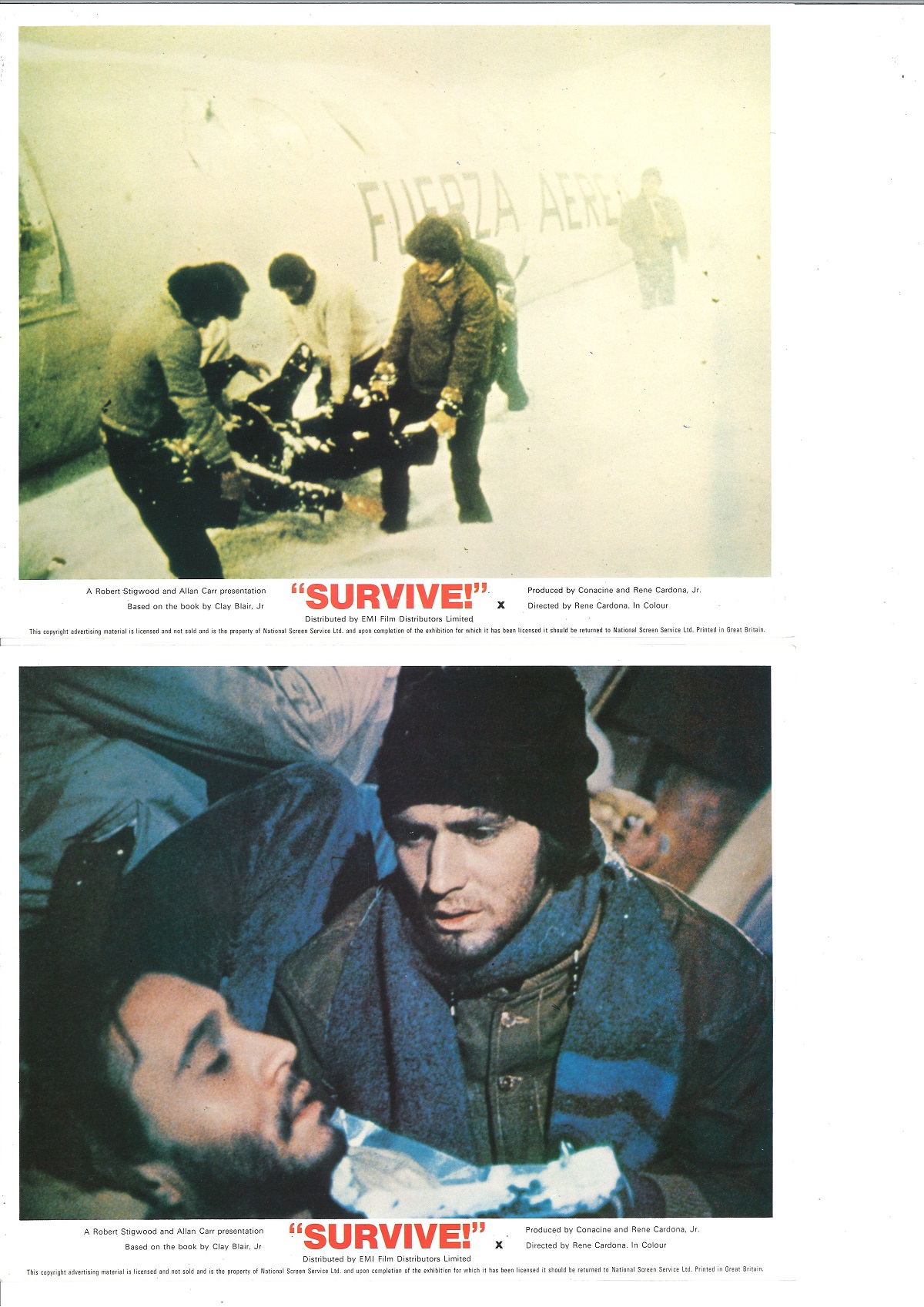 Survive set of eight colour lobby cards from the 1976 Mexican thriller starring Sebastian Legarde - Image 3 of 4