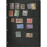 Stamp collection on 1 loose album page. 15 stamps from GB and BCW. Catalogue value nearly £300. Good