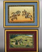 Unique and rare Indian paintings framed collection of five approx 6 x 5 commissioned by Stuntman