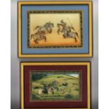 Unique and rare Indian paintings framed collection of five approx 6 x 5 commissioned by Stuntman