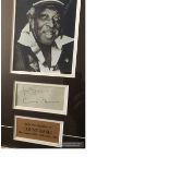 Count Basie signed music autograph display. Comprises vintage dedicated signed autograph album page,