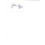 Julian Glover signed white card. English classical actor, with many stage, television and film roles