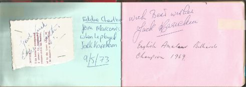 Autograph book includes 10 signatures from sport and entertainment such as Eddie Charlton, Jack