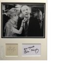 George and Mildred signed autograph display, Yootha Joyce and Brian Murphy signed pages mounted with