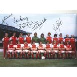 Arsenal Football Autographed 12 X 8 Photo, A Superb Image Depicting Arsenal Players Posing For A