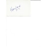 Harry Landis signed white card. British actor and director. Good Condition. All autographs are