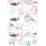 3 envelopes posted at sea collection. Illustrated covers, with numerous cachets and postmarks.