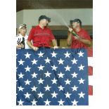 Golf Ryder Cup 16 x 12 colour balcony celebration photo with US flag draped over signed by Jim