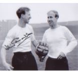Jack Charlton. Young England shot pictured with his brother, Bobby. Good Condition. All autographs