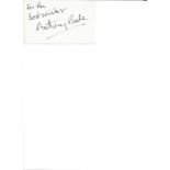 Anthony Bate signed white card. (31 August 1927 - 19 June 2012) was an English actor. Dedicated.