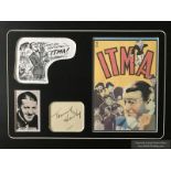 Tommy Handley autograph display. Comprises vintage autograph mounted with photos to an overall