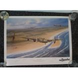 Enemy Coast Ahead WW2 27 x 20 inch print by Paul Kinnear numbered 107/500 signed by six 617 Sqn