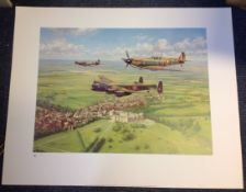 World War Two print 24x30 titled Per Ardua AD Astra signed in pencil by the Artist John Young