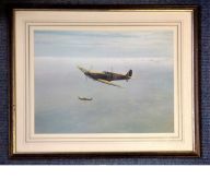 World War Two print 21x17 framed and mounted print picturing two Spitfires in flight during World