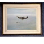 World War Two print 21x17 framed and mounted print picturing two Spitfires in flight during World