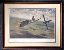 World War Two print 28x23 framed and mounted titled Overturning the Odds signed in pencil by the