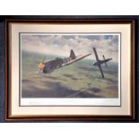 World War Two print 28x23 framed and mounted titled Overturning the Odds signed in pencil by the