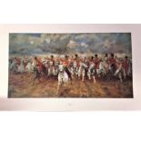 Historical Military print 21x33 approx titled Scotland For Ever by Lady Butler . Good Condition. All