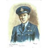 Flt LT Tony Pickering 501 Sqn signed 12x8 print pictured in RAF dress uniform by the artist Dan