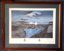 World War Two print 28x23 framed and mounted titled Operation Chastise by the artist John Larder