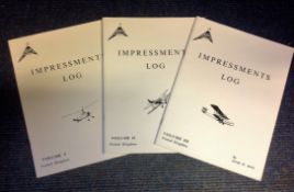 World War Two Air Britain impressment log by Peter W Moss volumes 1, 2, 3 covers aircraft