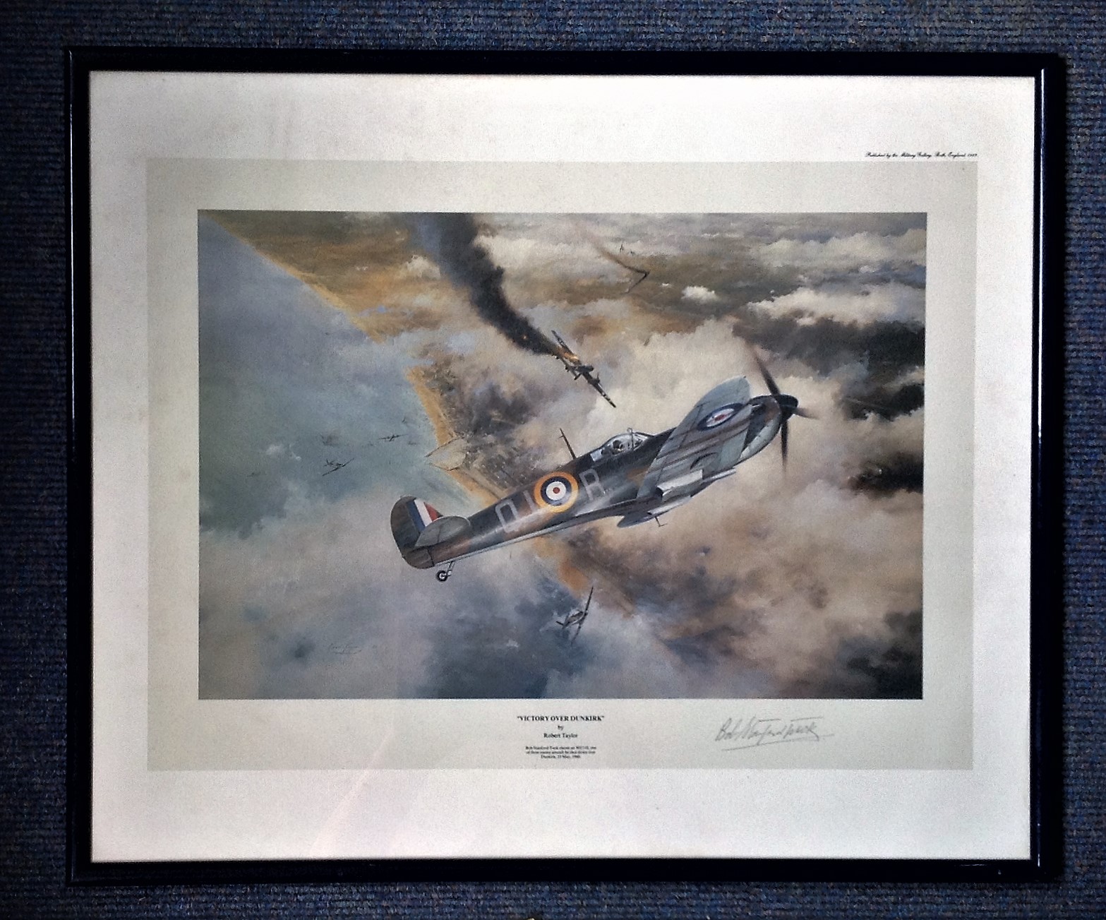 World War Two print 25x21 framed and mounted titled Victory over Dunkirk by the artist Robert Taylor