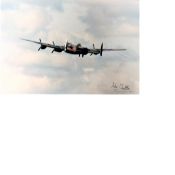 RAF 11X16 Lancaster Memorial Flight colour photo signed by FL Lt Mike Chatterton. Good Condition.