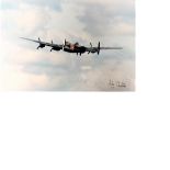 RAF 11X16 Lancaster Memorial Flight colour photo signed by FL Lt Mike Chatterton. Good Condition.