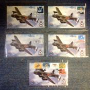 World War Two collection a set of 5, commemorative postal covers issued to commemorate the 50th